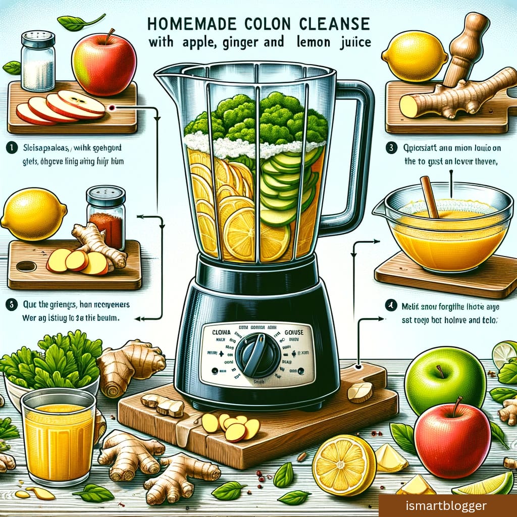 Homemade Colon Cleanse with Apple, Ginger and Lemon Juice