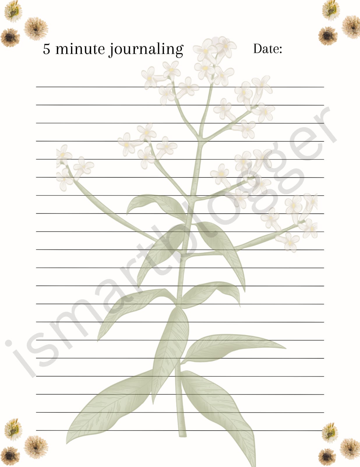 5 minutes Journal - Natural Floral - Image 2