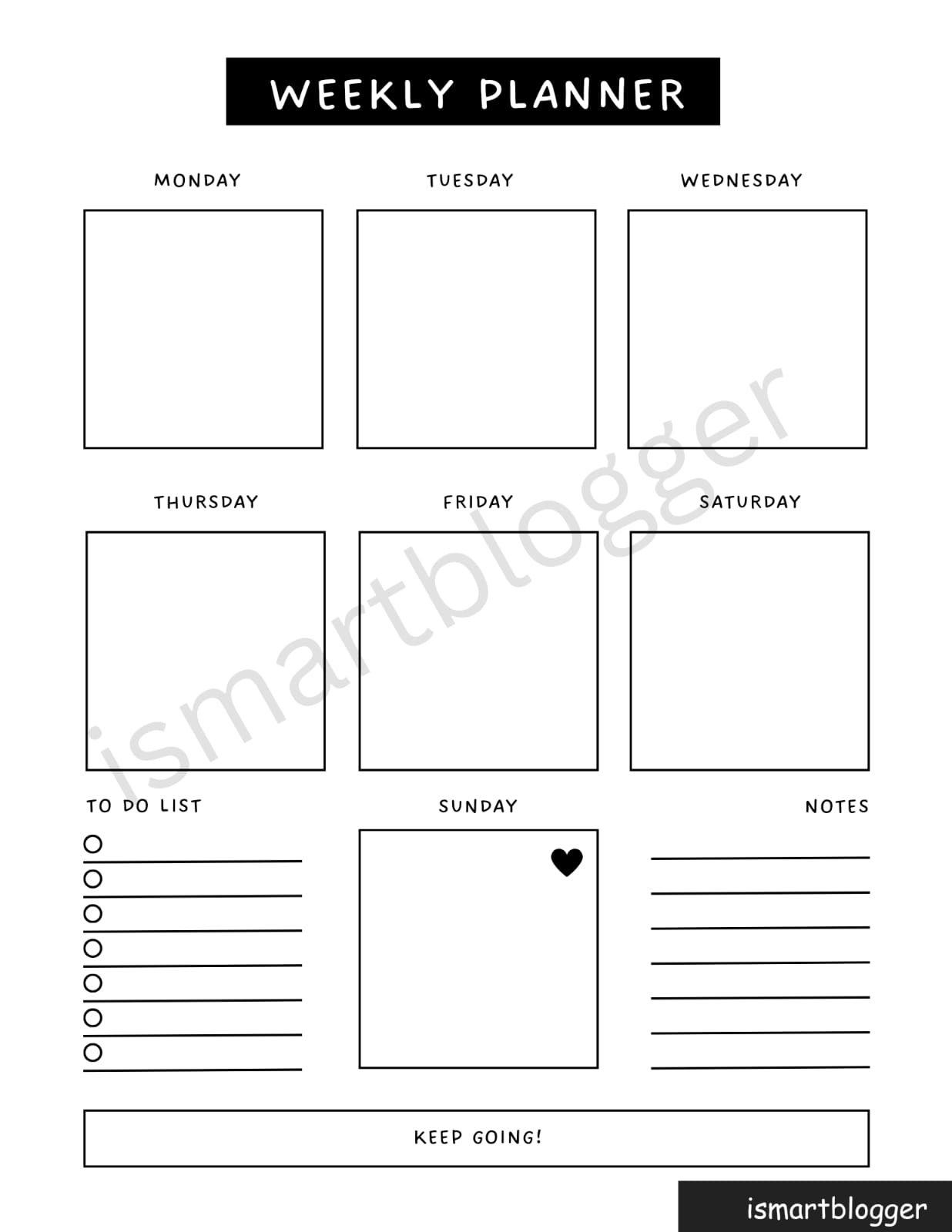 Weekly Planner - Simple - One Pager